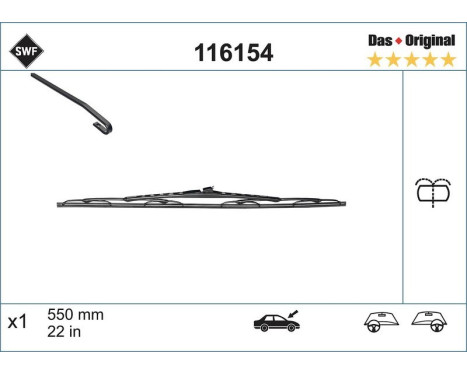 Wiper Blade DAS ORIGINAL SINGLE 116154 SWF, Image 3
