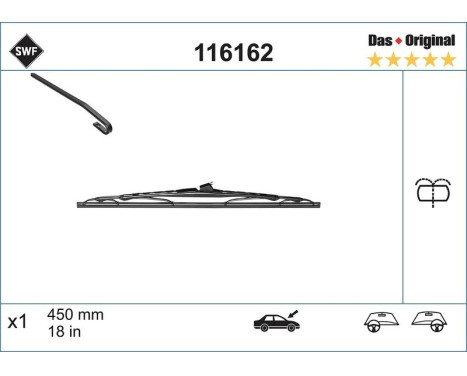 Wiper Blade DAS ORIGINAL SINGLE 116162 SWF, Image 3
