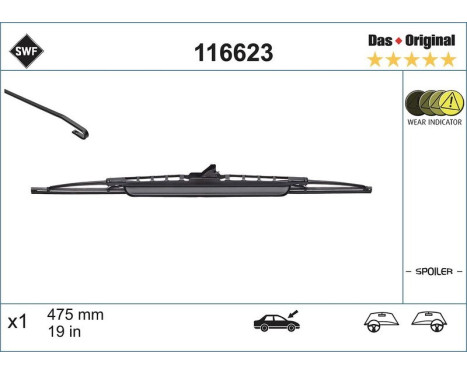 Wiper Blade DAS ORIGINAL SINGLE 116623 SWF, Image 2