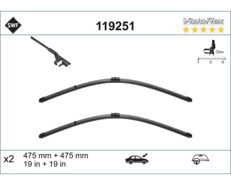 Wiper Blade ORIGINAL VISIOFLEX SET 119251 SWF, Image 2