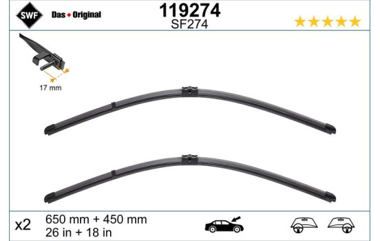 Wiper Blade ORIGINAL VISIOFLEX SET 119274 SWF, Image 2