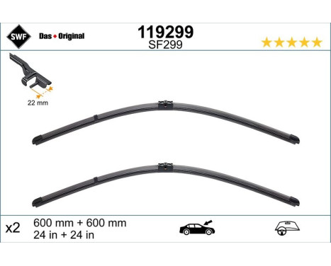 Wiper Blade ORIGINAL VISIOFLEX SET 119299 SWF, Image 2