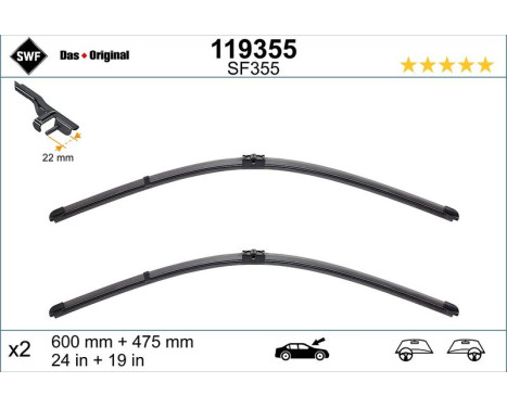 Wiper Blade ORIGINAL VISIOFLEX SET 119355 SWF, Image 4