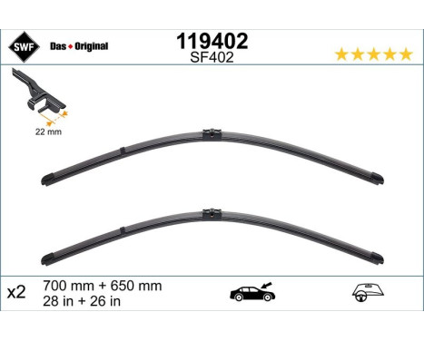 Wiper Blade ORIGINAL VISIOFLEX SET 119402 SWF, Image 3