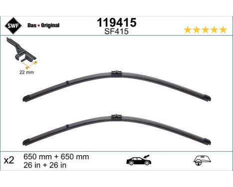 Wiper Blade ORIGINAL VISIOFLEX SET 119415 SWF, Image 2