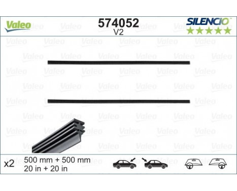 Wiper Blade Rubber SILENCIO CONVENTIONAL SET 574052 Valeo, Image 2