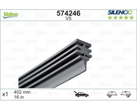 Wiper Blade Rubber SILENCIO CONVENTIONAL SINGLE 574246 Valeo, Image 2