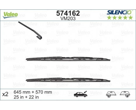 Wiper Blade SILENCIO CONVENTIONAL SET 574162 Valeo, Image 2