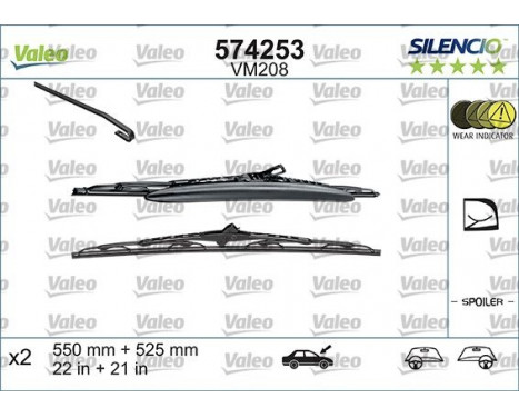 Wiper Blade SILENCIO CONVENTIONAL SET 574253 Valeo, Image 2