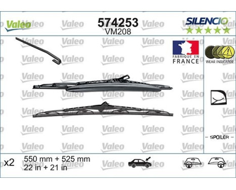Wiper Blade SILENCIO CONVENTIONAL SET 574253 Valeo, Image 3