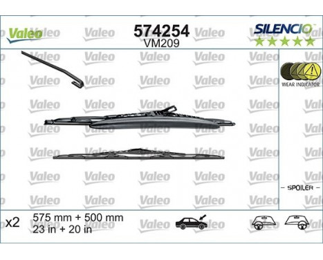 Wiper Blade SILENCIO CONVENTIONAL SET 574254 Valeo, Image 2
