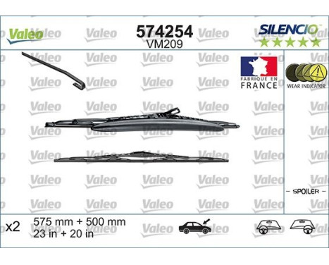 Wiper Blade SILENCIO CONVENTIONAL SET 574254 Valeo, Image 3