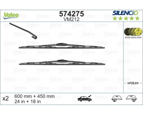 Wiper Blade SILENCIO CONVENTIONAL SET 574275 Valeo, Image 2
