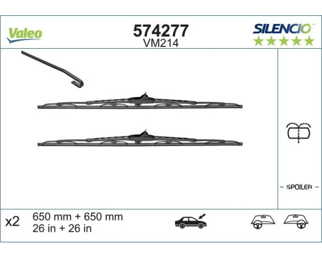 Wiper Blade SILENCIO CONVENTIONAL SET 574277 Valeo, Image 3