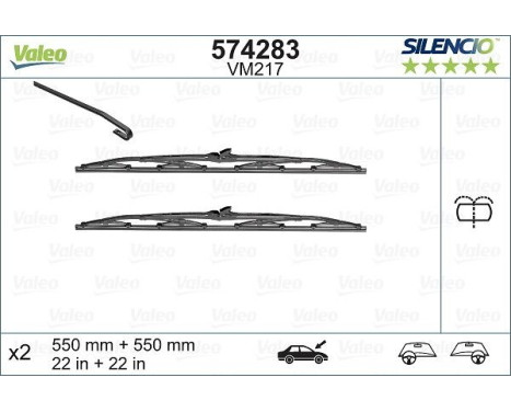Wiper Blade SILENCIO CONVENTIONAL SET 574283 Valeo, Image 2