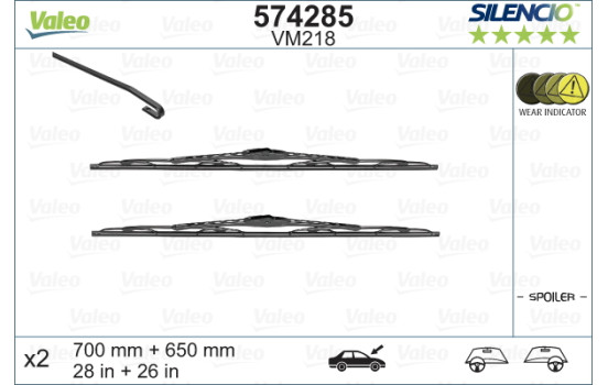 Wiper Blade SILENCIO CONVENTIONAL SET 574285 Valeo, Image 2