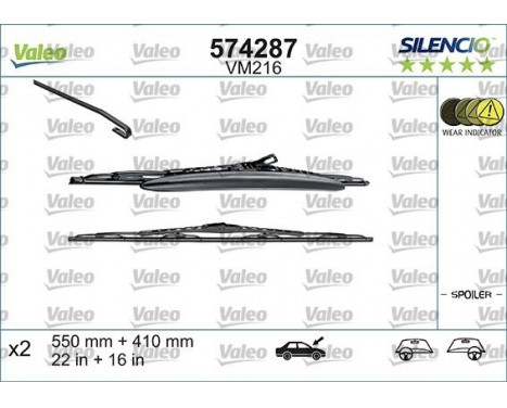 Wiper Blade SILENCIO CONVENTIONAL SET 574287 Valeo, Image 2