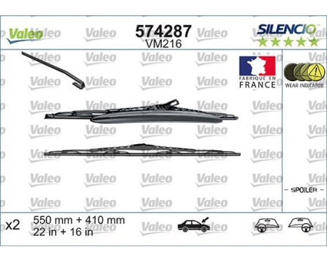 Wiper Blade SILENCIO CONVENTIONAL SET 574287 Valeo, Image 3