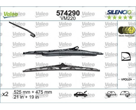 Wiper Blade SILENCIO CONVENTIONAL SET 574290 Valeo, Image 3