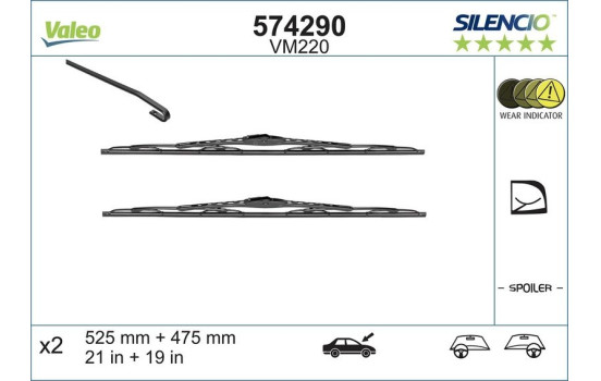 Wiper Blade SILENCIO CONVENTIONAL SET 574290 Valeo, Image 4
