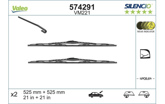 Wiper Blade SILENCIO CONVENTIONAL SET 574291 Valeo, Image 2