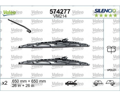 Wiper Blade SILENCIO CONVENTIONAL SET 574292 Valeo, Image 2