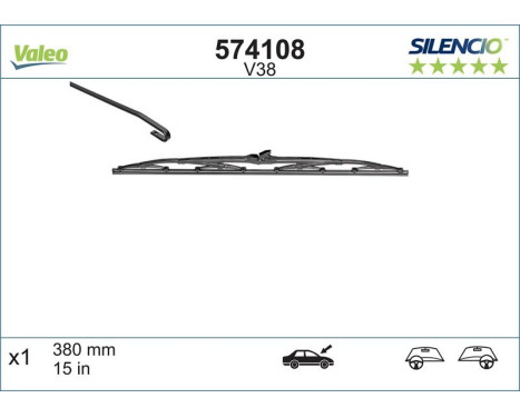 Wiper Blade SILENCIO CONVENTIONAL SINGLE 574108 Valeo, Image 3