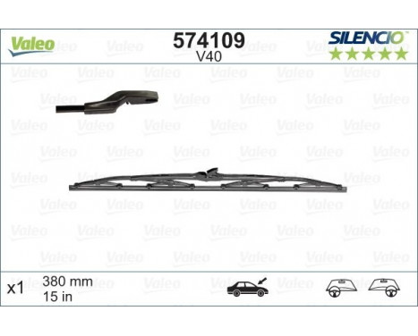 Wiper Blade SILENCIO CONVENTIONAL SINGLE 574109 Valeo, Image 2