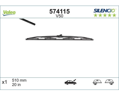 Wiper Blade SILENCIO CONVENTIONAL SINGLE 574115 Valeo, Image 3