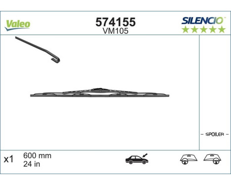 Wiper Blade SILENCIO CONVENTIONAL SINGLE 574155 Valeo, Image 3