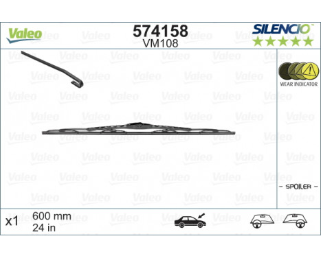 Wiper Blade SILENCIO CONVENTIONAL SINGLE 574158 Valeo, Image 2