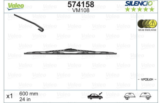Wiper Blade SILENCIO CONVENTIONAL SINGLE 574158 Valeo, Image 2