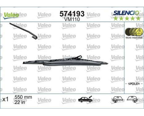 Wiper Blade SILENCIO CONVENTIONAL SINGLE 574193 Valeo, Image 2
