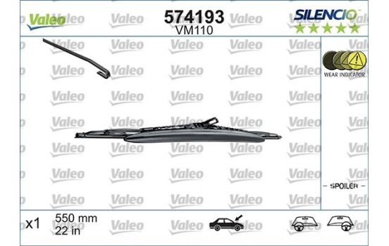 Wiper Blade SILENCIO CONVENTIONAL SINGLE 574193 Valeo, Image 2