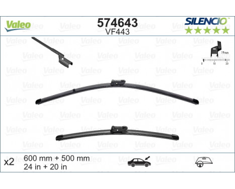 Wiper Blade SILENCIO FLAT BLADE SET 574643 Valeo, Image 2